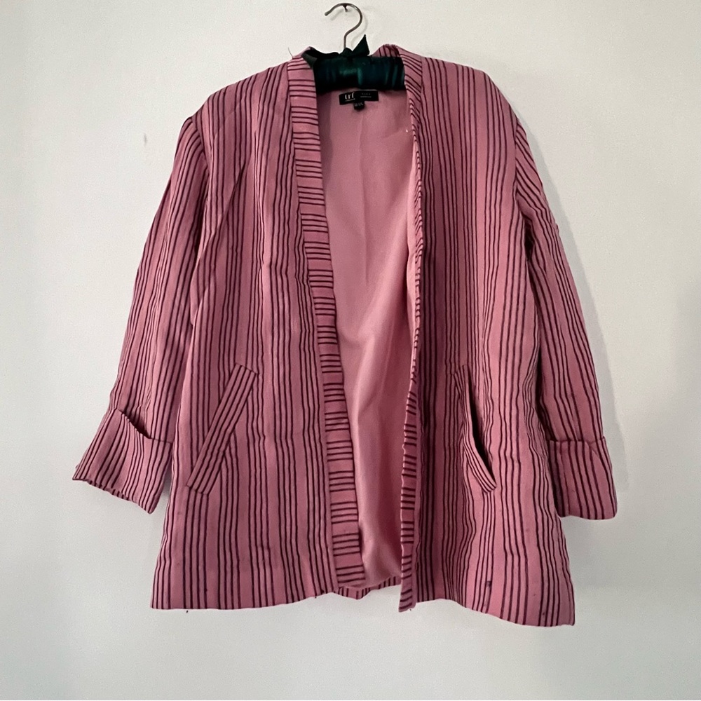 ZARA Open BLAZER AND PANTS Set LIGHT PINK And Black Size Small Preowned